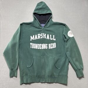 Vintage Marshall Thundering Herd Jacket Mens Sz XL Green Full Zip Hooded Y2K Box
